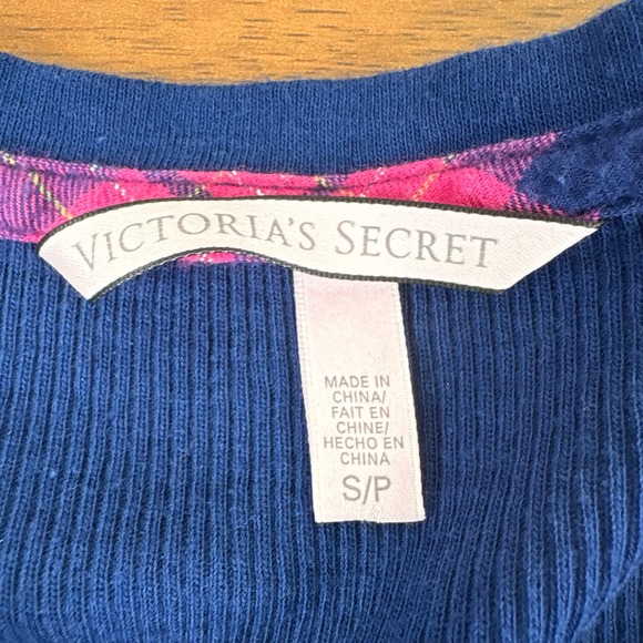 Victorias Secret Royal Blue Ribbed Long Sleeve Henley Shirt Top Size S - Picture 3 of 10
